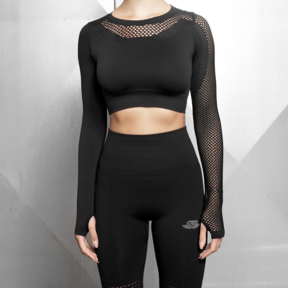 Body Engineers Engineered Life Athletic Motus Seamless Crop Top Black XS